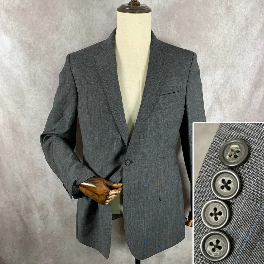 Brooks Brothers Blazer Jacket Men 40L Gray Glen Check Explorer Fitzgerald Sport